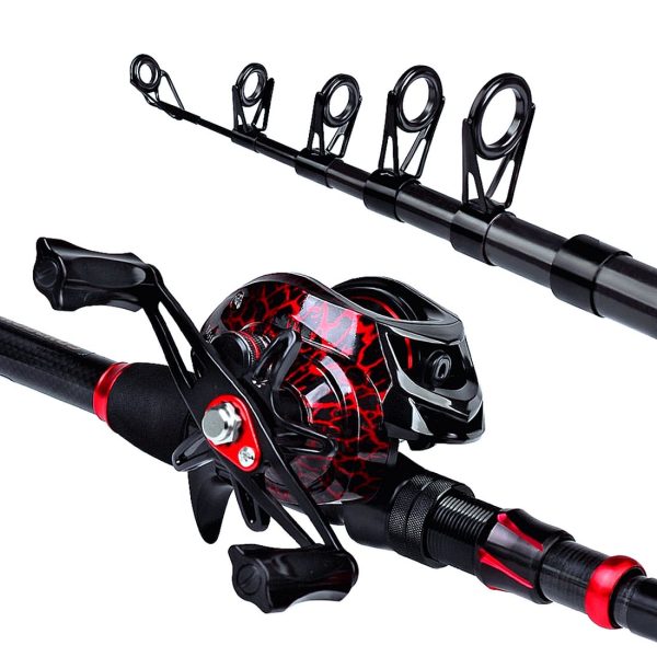 FISHINGHUB- 7.2:1 High Speed Baitcasting Reel 2.1M Carbon Fiber Telescopic Rod  Kit - Image 4