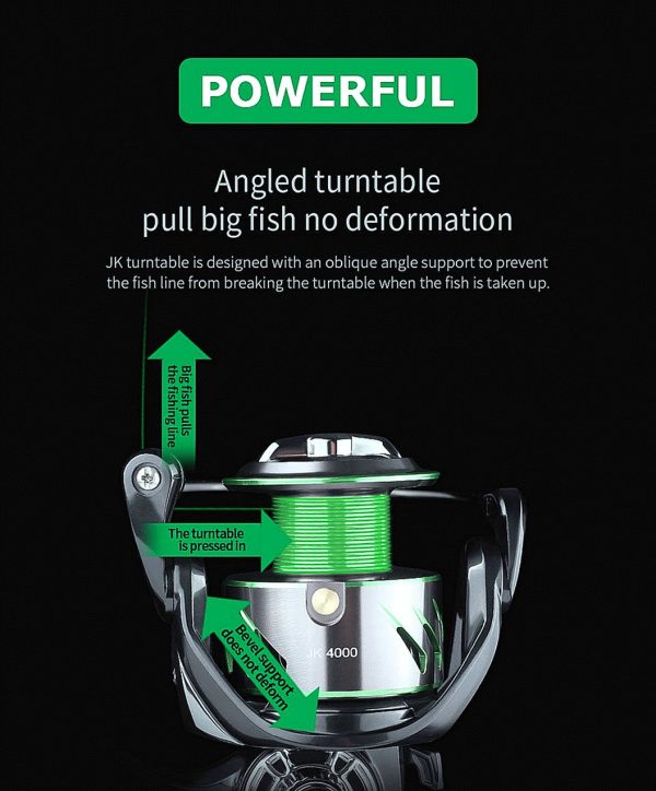 FISHINGHUB-  Fishing Reel Spinning Reel Powerful Brake System Oblique Metal Spool Reel - Image 9