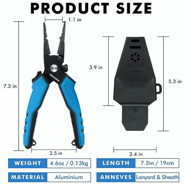 Aluminum Fishing Pliers Set with Sheath Lanyard - Image 4