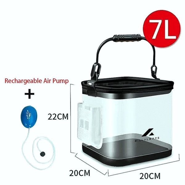 Transparent Collapsible Multi-Functional Fish Live Lures Bucket with 5M Rope - Image 6