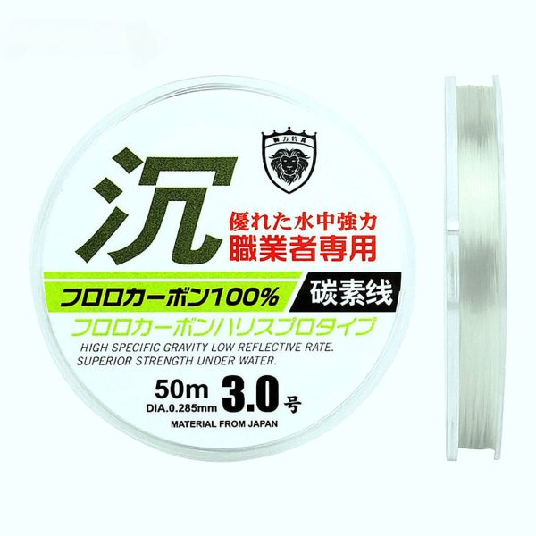 FISHINGHUB-50m 100% Fluorocarbon Carbon Fiber Fishing Line - Image 4
