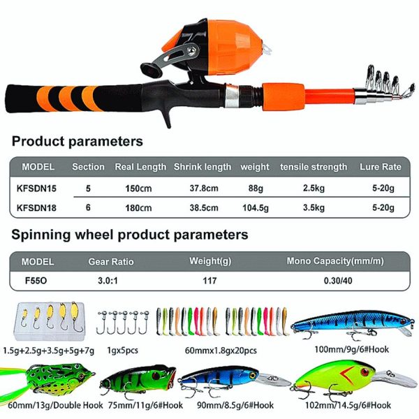 FISHINGHUB-Portable Telescopic Fishing Rod & Reel Kit for Children - Image 3