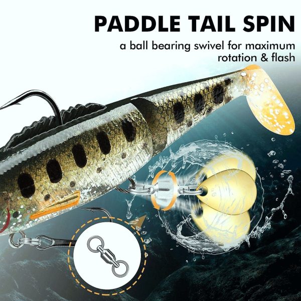 Paddle Tail Jointed Swimbait Fishing Lure with Spinner - Image 5