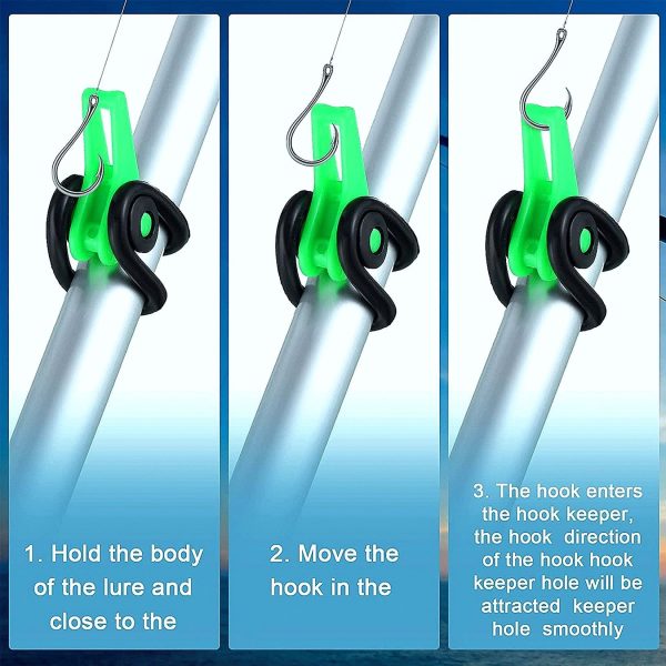 10 Pieces Fishing Rod Hook Holder Fishing Lure Bait Keeper with 2 Size Elastic Rubber Rings for Fishing Tackle Worm Saltwater - Image 7