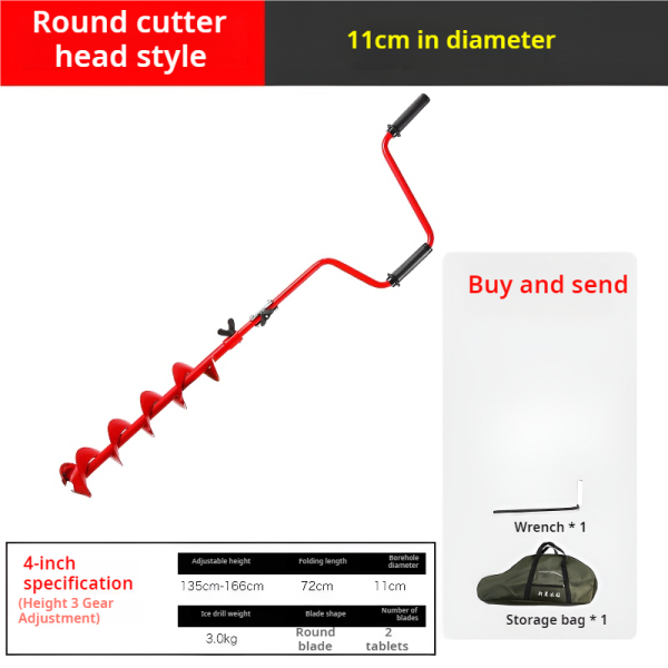 Winter fishing hand-cranked ice drill outdoor fishing ice breaking fishing drill - Image 5