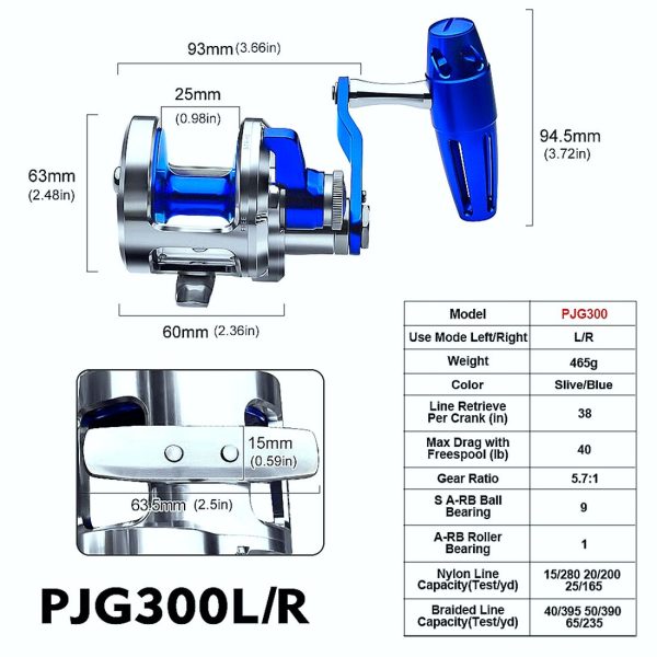 Jigging Reel 5.7:1 CNC Machined Aluminum Trolling - Image 12