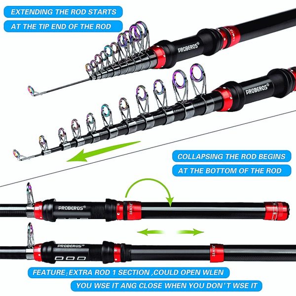 FISHINGHUB-1.8m-3.6m Telescopic Casting Fishing Combo Portable Ultralight Rod - Image 5