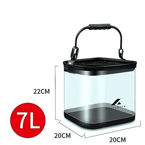 Transparent Collapsible Multi-Functional Fish Live Lures Bucket with 5M Rope - Image 4