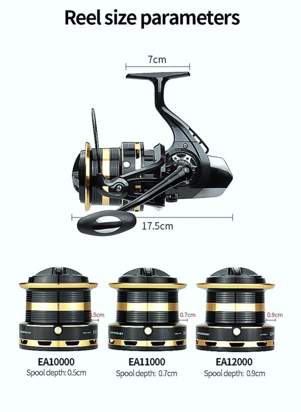 FISHINGHUB- New Big Metal Fishing Reel  Strong Drag Spinning Reel - Image 5