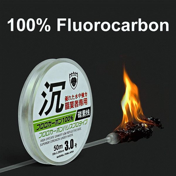 FISHINGHUB-50m 100% Fluorocarbon Carbon Fiber Fishing Line - Image 6