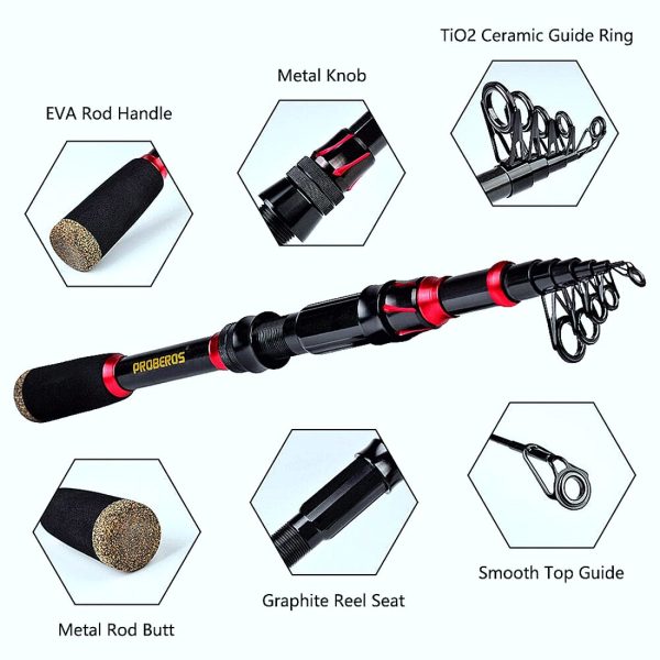 FISHINGHUB-5.2:1 Gear Ratio Spinning Reel 2.1m Carbon Fiber Fishing Rod Combo  Set - Image 8