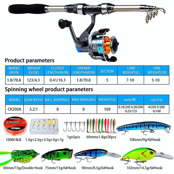FISHINGHUB-1.8m-3.6m Telescopic Casting Fishing Combo Portable Ultralight Rod - Image 7