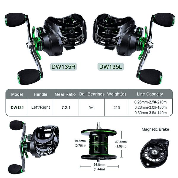 FISHINGHUB-Baitcast Reel 7.2:1 Fishing 3+1 Ball Bearings - Image 5