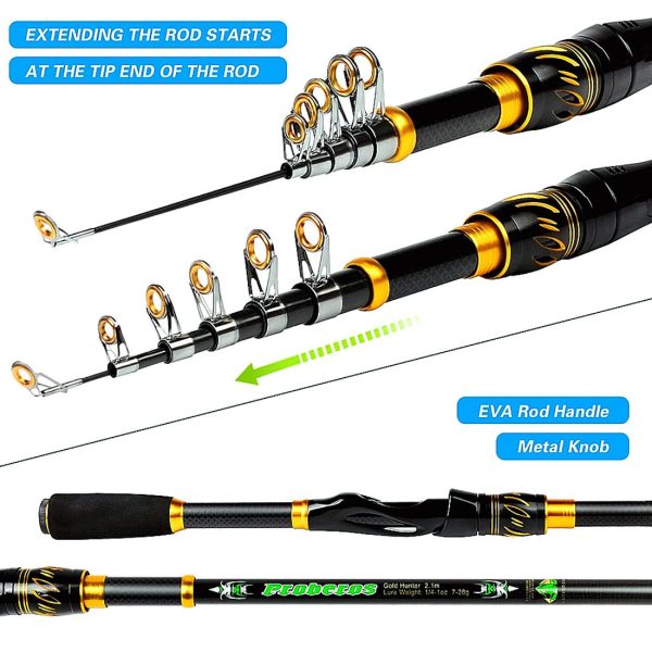 FISHINGHUB- Fishing Rod & Reel Combo 2.1m Carbon Fiber Telescopic Rod - Image 5