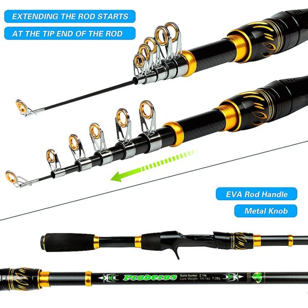 FISHINGHUB- Telescopic Rod and Reel Kit 2.1 Carbon Fiber Fishing Rod - Image 4