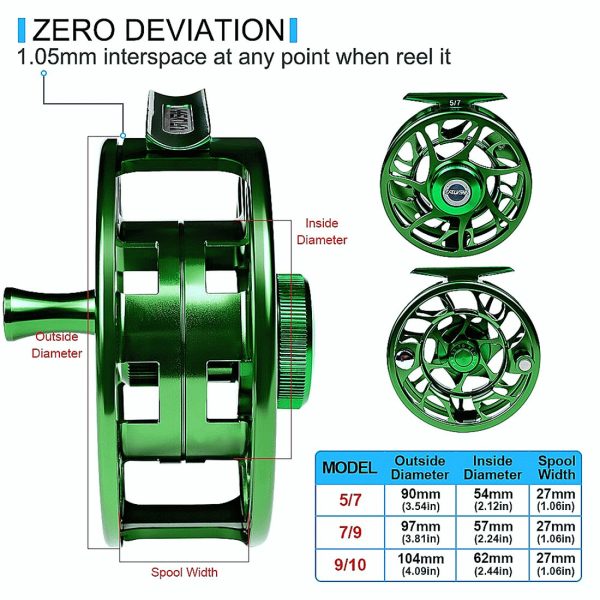 3+1 BB Fly Fishing Wheel  CNC Machine Cut Large Arbor Die Casting Aluminum - Image 3