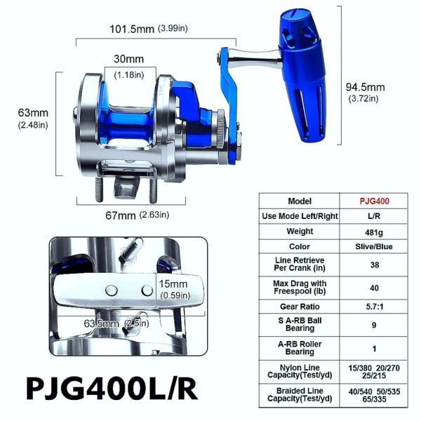 Jigging Reel 5.7:1 CNC Machined Aluminum Trolling - Image 13