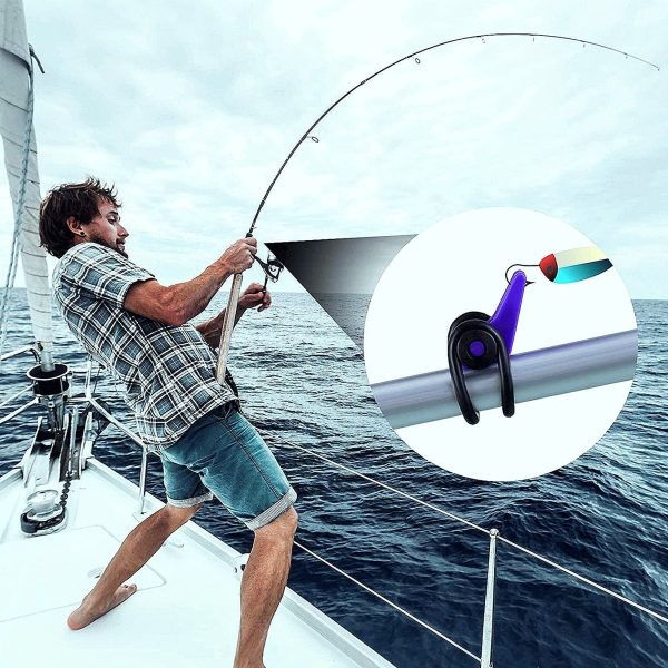 10 Pieces Fishing Rod Hook Holder Fishing Lure Bait Keeper with 2 Size Elastic Rubber Rings for Fishing Tackle Worm Saltwater - Image 8
