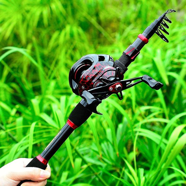 FISHINGHUB- 7.2:1 High Speed Baitcasting Reel 2.1M Carbon Fiber Telescopic Rod  Kit - Image 14