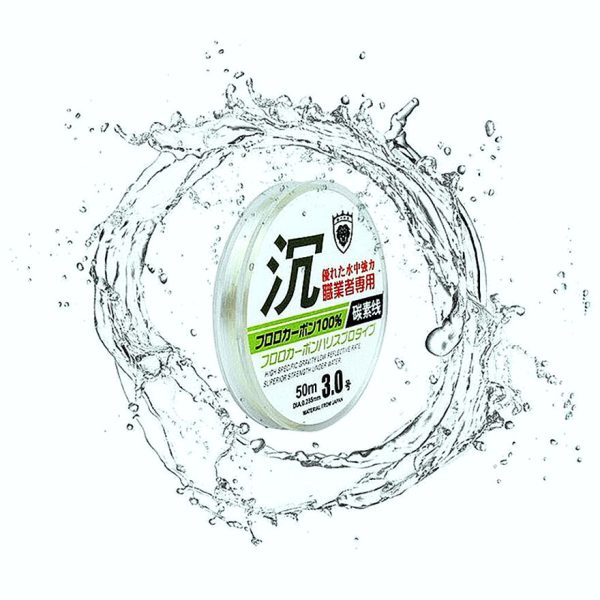 FISHINGHUB-50m 100% Fluorocarbon Carbon Fiber Fishing Line - Image 3