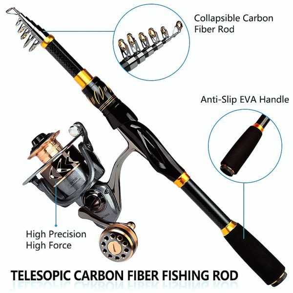 FISHINGHUB- Fishing Rod & Reel Combo 2.1m Carbon Fiber Telescopic Rod - Image 10