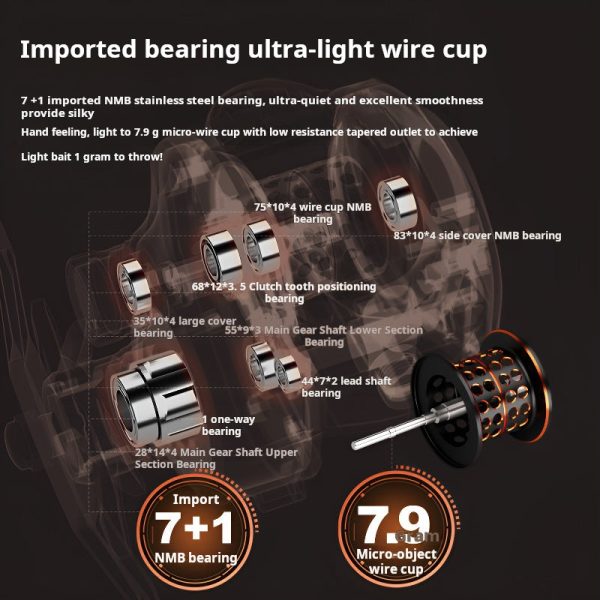 Baitcast Fishing Wheel 7+1 bearing 7.2: 1 speed ratio fishing reel - Image 3