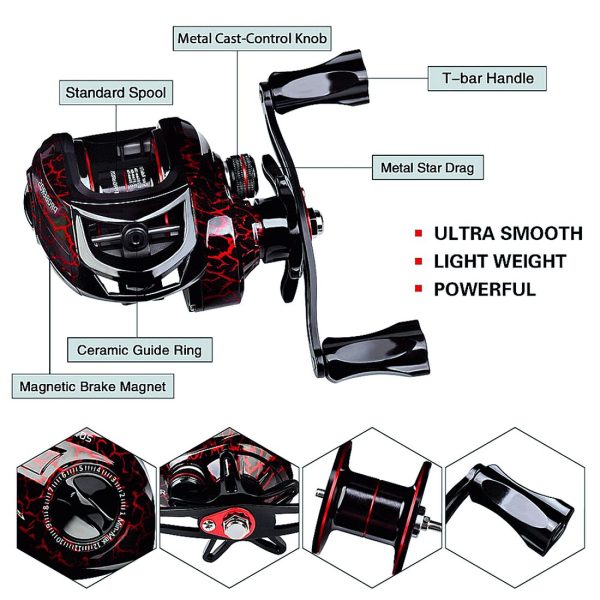 FISHINGHUB- 7.2:1 High Speed Baitcasting Reel 2.1M Carbon Fiber Telescopic Rod  Kit - Image 6