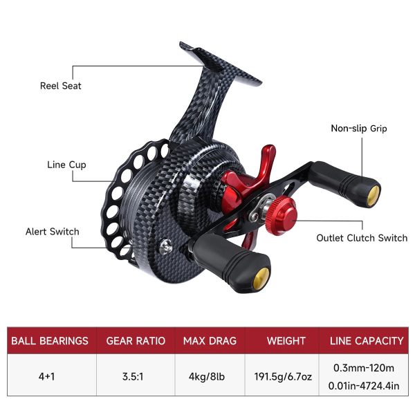 New Carbon Fishing Reels High Foot Designed Ice Fishing - Image 3