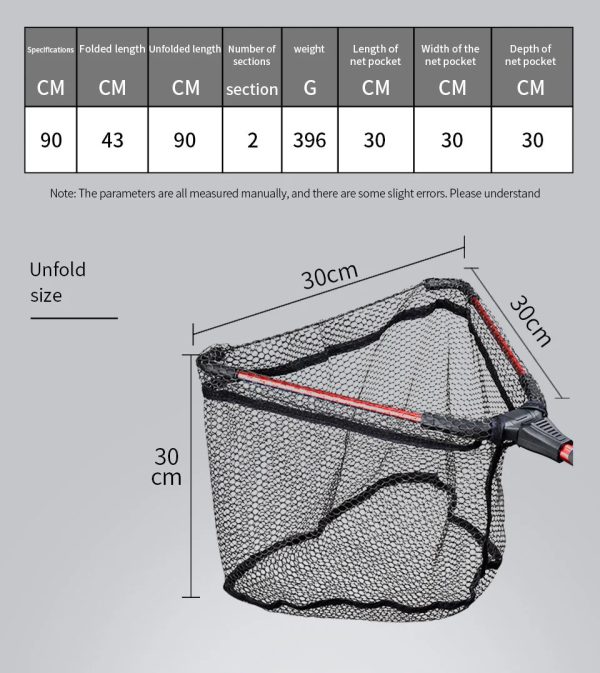90cm Foldable Fishing Portable Handle Net - Image 2
