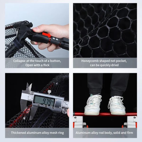90cm Foldable Fishing Portable Handle Net - Image 3