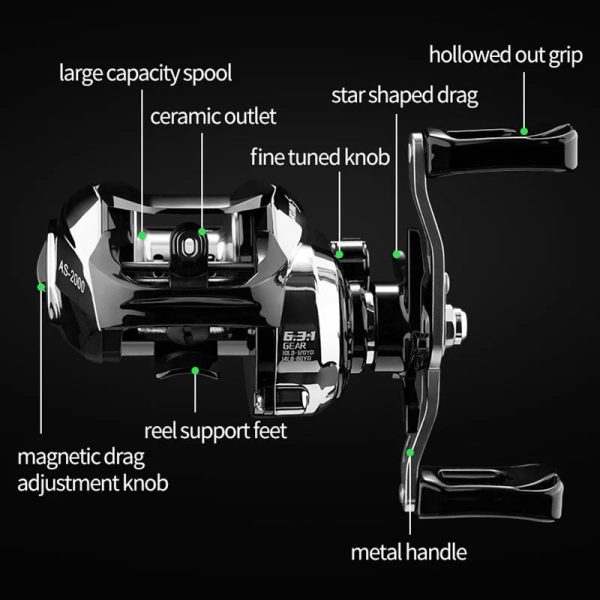 FISHINGHUB AS2000 METAL SPOOL BAITCASTING REEL - Image 5