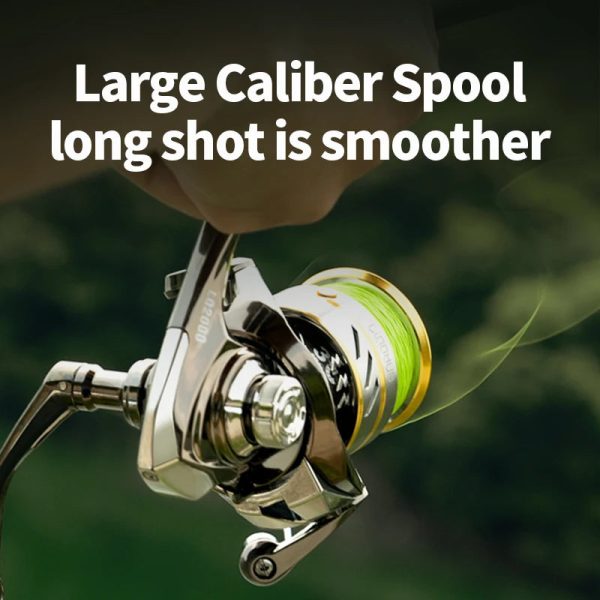 FISHINGHUB  LQ Drag System 10kg Max Grey Golden Fishing Reel - Image 3