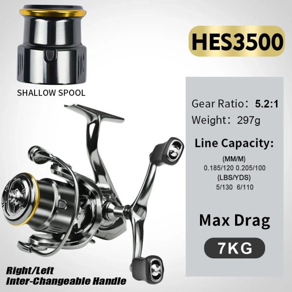 FISHINGHUB HES SPINNING REELS FULL METAL SPOOL REEL - Image 9