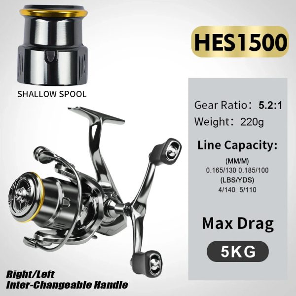FISHINGHUB HES SPINNING REELS FULL METAL SPOOL REEL - Image 7