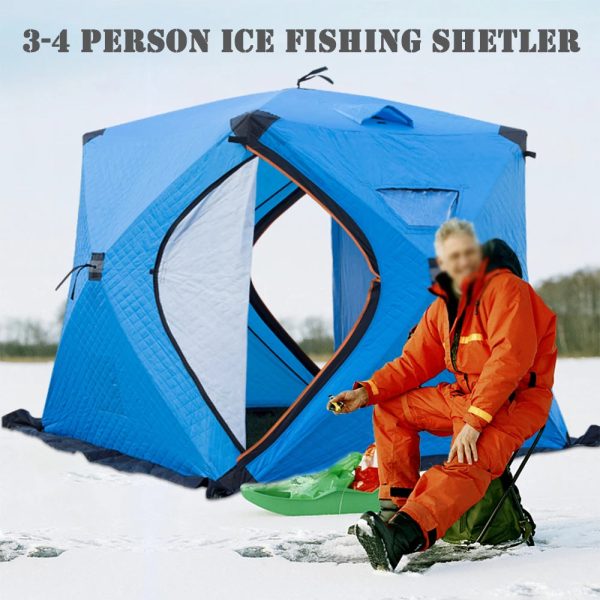 3-4 Person Portable Ice Fishing Shelter Easy Set-up Winter Fishing Tent - Image 11
