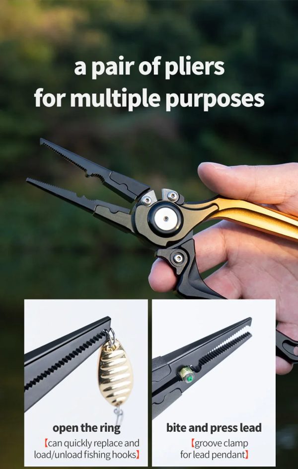 Foldable Aluminum Alloy Multifunctional Fishing Pliers Grip Set - Image 8