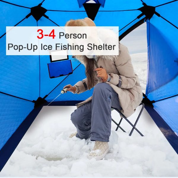 3-4 Person Portable Ice Fishing Shelter Easy Set-up Winter Fishing Tent - Image 10
