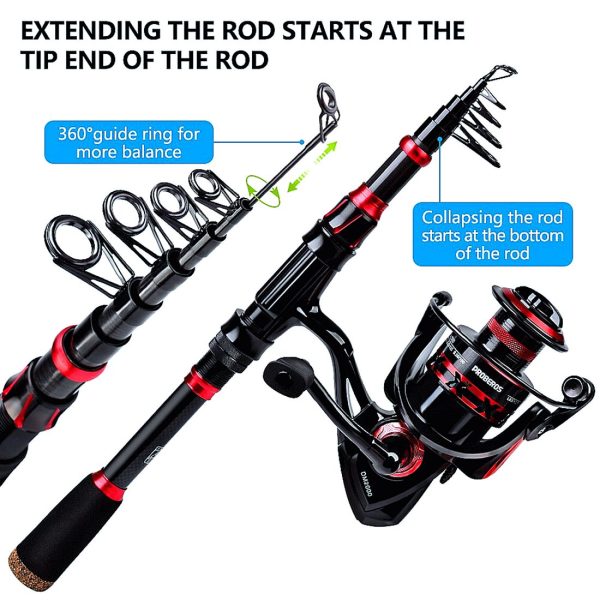 FISHINGHUB-5.2:1 Gear Ratio Spinning Reel 2.1m Carbon Fiber Fishing Rod Combo  Set - Image 11