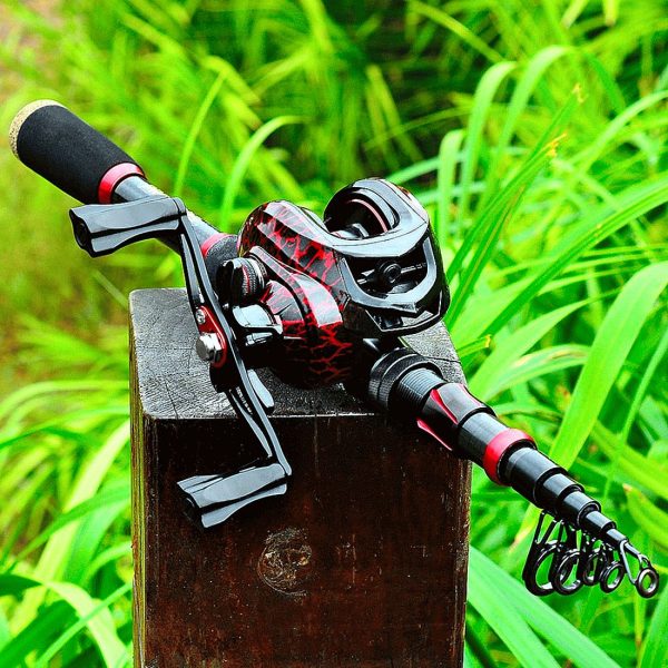 FISHINGHUB- 7.2:1 High Speed Baitcasting Reel 2.1M Carbon Fiber Telescopic Rod  Kit - Image 15