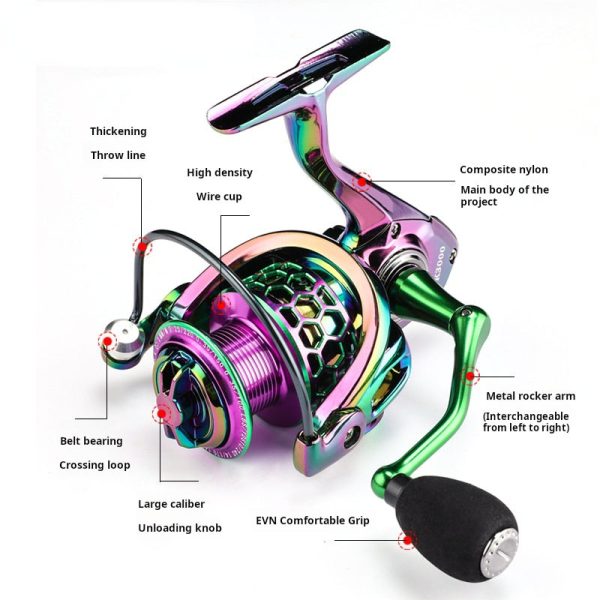 High Strength & Speed Multi-Color Spinning Fishing Reel - Image 3