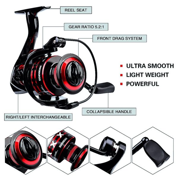 FISHINGHUB-5.2:1 Gear Ratio Spinning Reel 2.1m Carbon Fiber Fishing Rod Combo  Set - Image 5