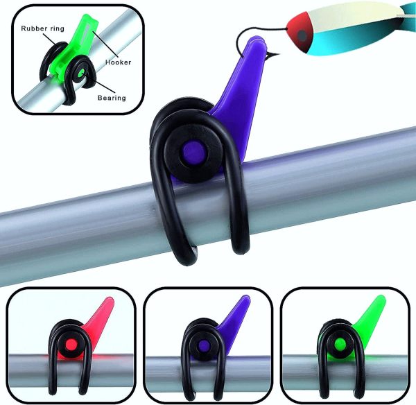 10 Pieces Fishing Rod Hook Holder Fishing Lure Bait Keeper with 2 Size Elastic Rubber Rings for Fishing Tackle Worm Saltwater - Image 6