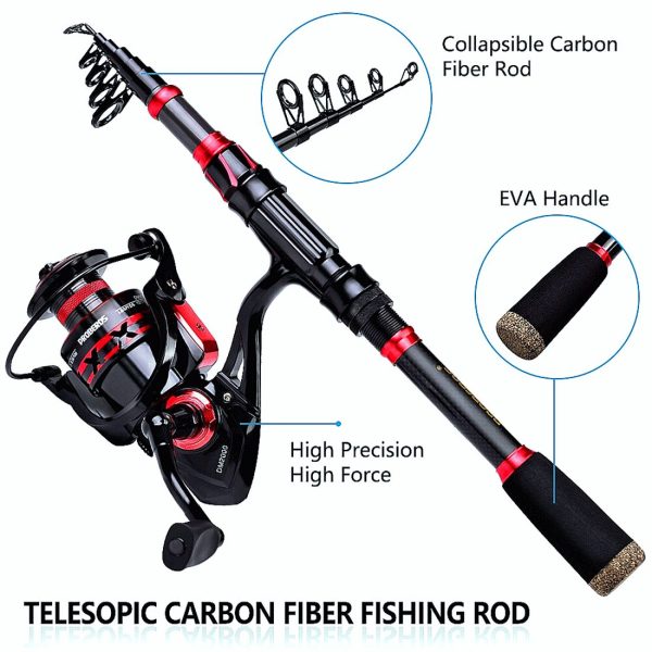 FISHINGHUB-5.2:1 Gear Ratio Spinning Reel 2.1m Carbon Fiber Fishing Rod Combo  Set - Image 10