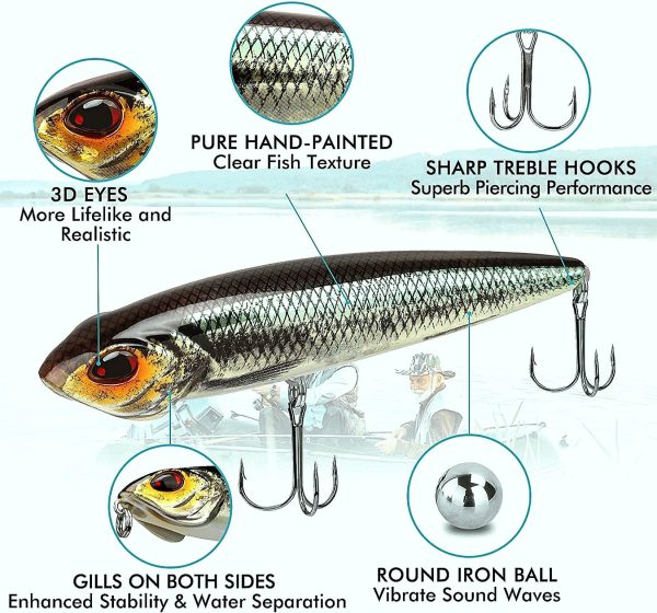 Topwater Recessed Gill Pencil Lure - Image 3