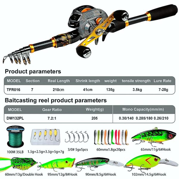 FISHINGHUB- Telescopic Rod and Reel Kit 2.1 Carbon Fiber Fishing Rod - Image 2