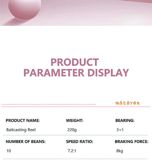 New Pink 3+1BB Magnetic Brake System Baitcasting Fishing Reel - Image 4