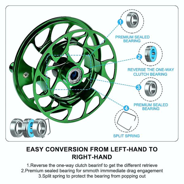 3+1 BB Fly Fishing Wheel  CNC Machine Cut Large Arbor Die Casting Aluminum - Image 7