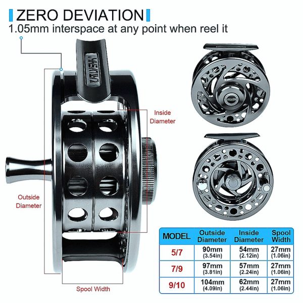 Fly Fishing Reel 5/7-7/9-9/10 WT Aluminum CNC Machine Cut Large Arbor Die Casting - Image 3