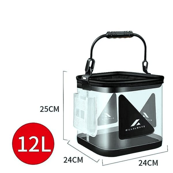 Transparent Collapsible Multi-Functional Fish Live Lures Bucket with 5M Rope - Image 5