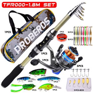 FISHINGHUB-1.8m-3.6m Telescopic Casting Fishing Combo Portable Ultralight Rod